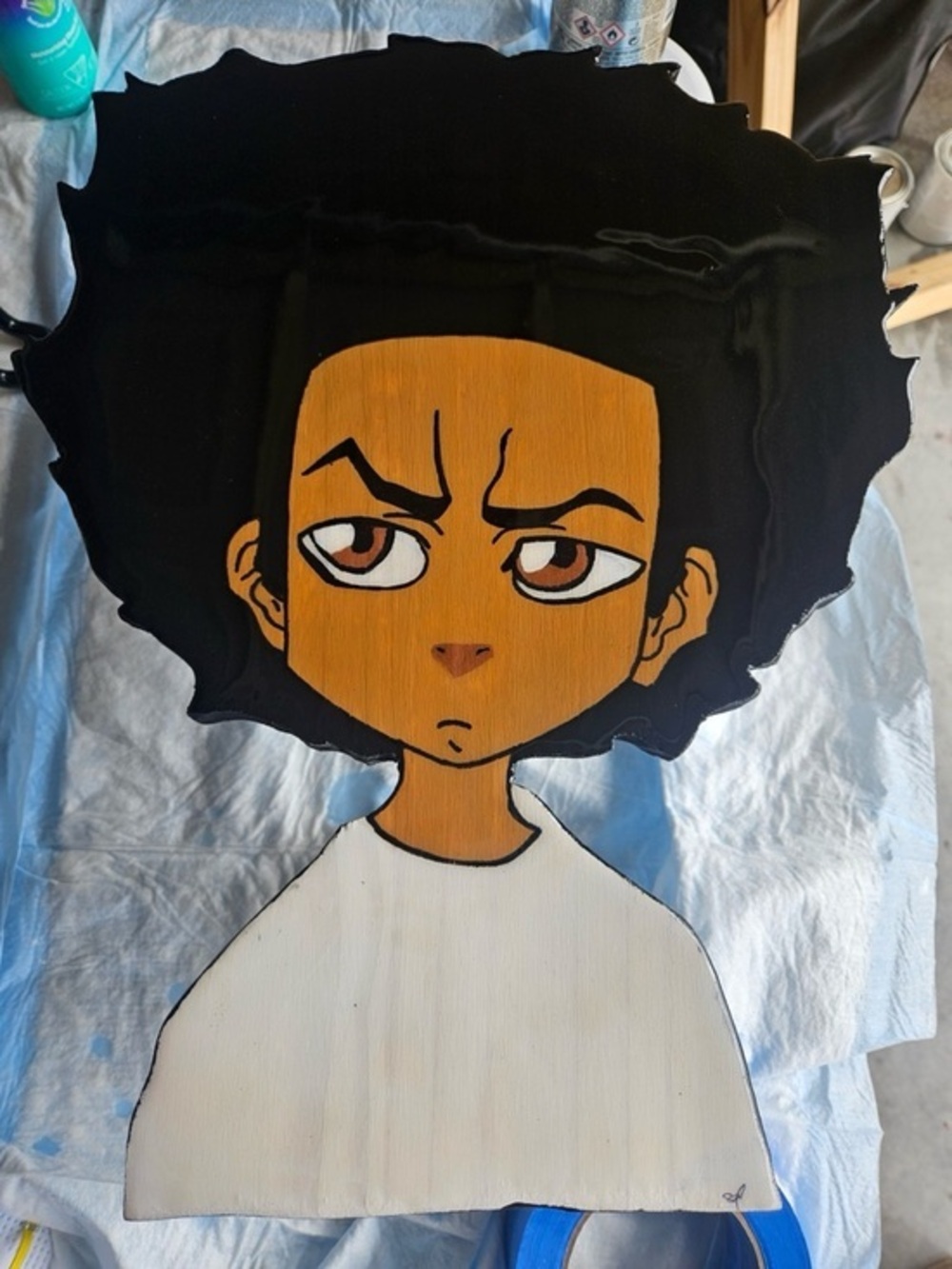 Custom Cartoon Wood Wall Art - Huey Freeman The boondocks
